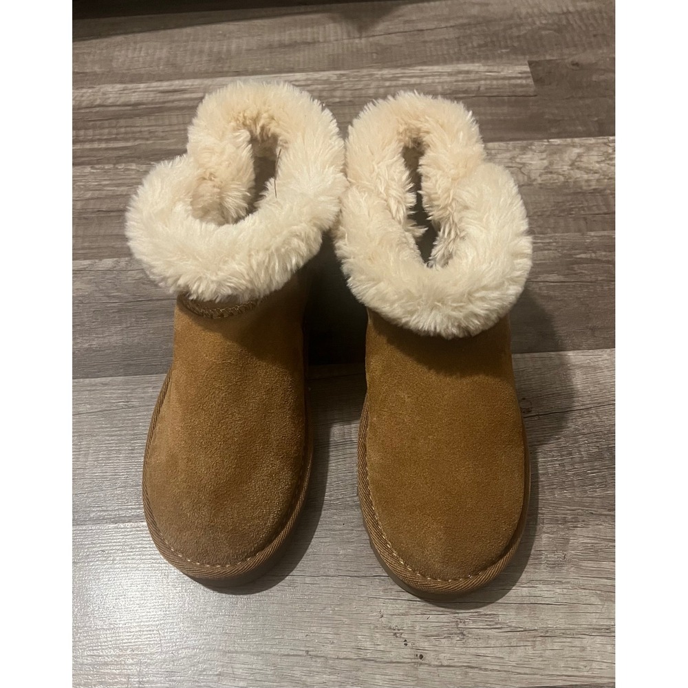 Style & Co Womens Chestnut Brown Suede Faux Fur Lined Ankle Boots Size 7 - Picture 2 of 6